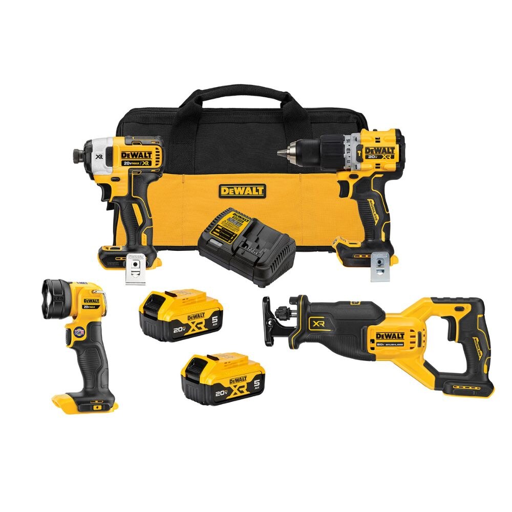 Sell your used Dewalt tools – Get cash for DEWALT DCK449P2 20V MAX XR® Brushless Cordless 4-Tool Combo Kit With 5.0Ah Batteries at WeBuyTool.com