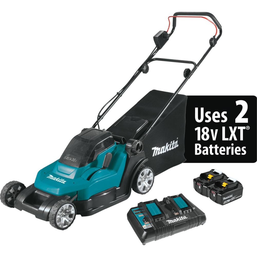 Sell your used Makita tools – Get cash for Makita XML05PT 36V (18V X2) LXT 17" Residential Lawn Mower Kit, dual port charger (5.0Ah) at WeBuyTool.com