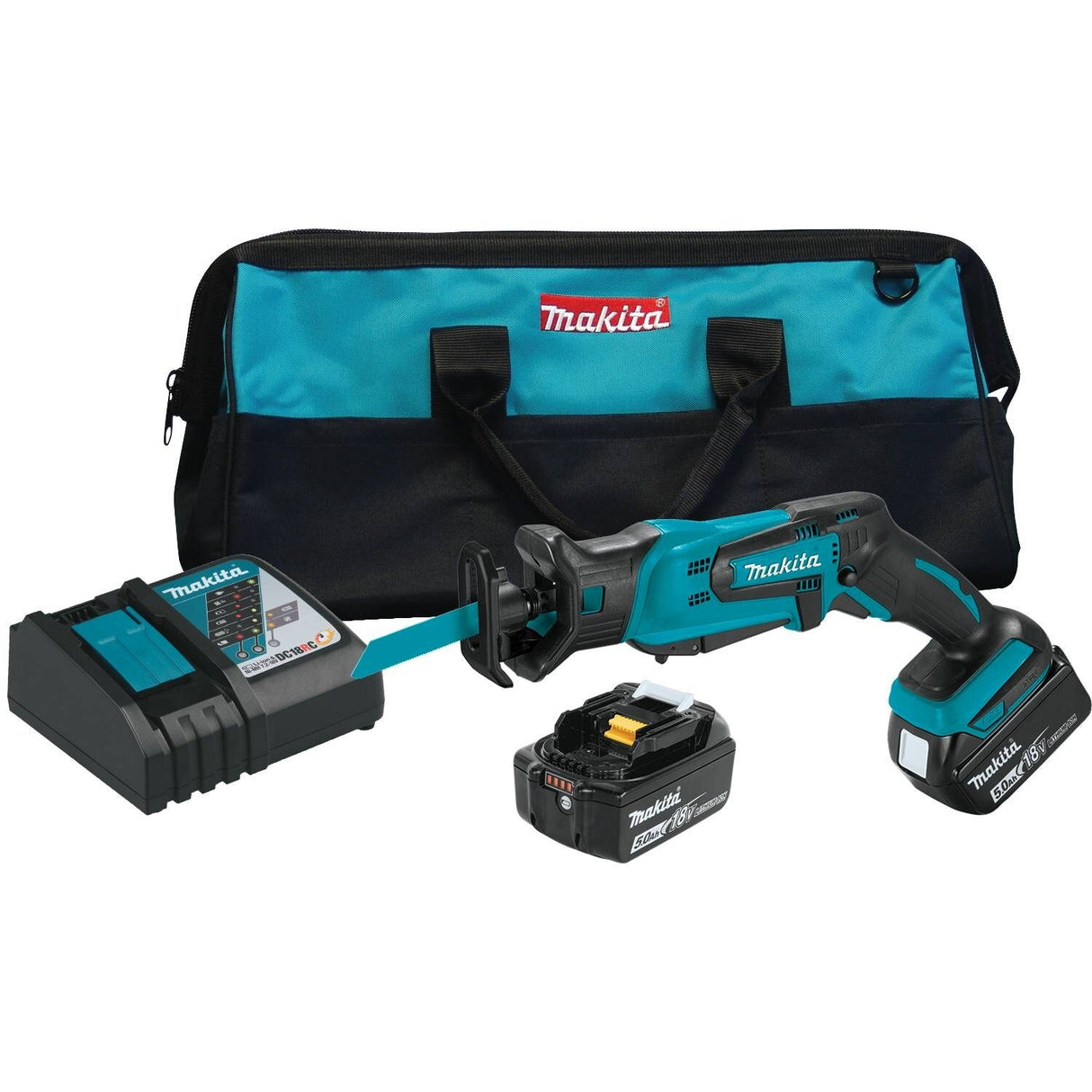 Sell your used Makita tools – Get cash for Makita XRJ01T 18V LXT Li-Ion Cordless Compact Reciprocating Saw Kit, 5.0 Ah at WeBuyTool.com