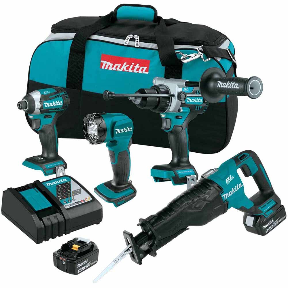 Sell your used Makita tools – Get cash for Makita XT453T 18V LXT Lithium-Ion Brushless Cordless 4 Pc. Combo Kit, XPH14Z, XDT14Z, XRJ05Z, DML815, bag (5.0Ah) at WeBuyTool.com
