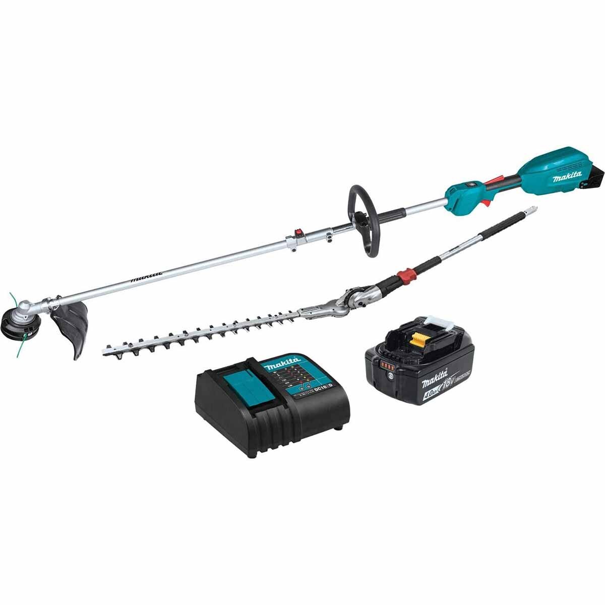 Sell your used Makita tools – Get cash for Makita XUX02SM1X2 18V LXT® Lithium-Ion Brushless Cordless Couple Shaft Power Head Kit w/ 13" String Trimmer & 20" Articulating Hedge Trimmer Attachments, with one battery (4.0Ah) at WeBuyTool.com