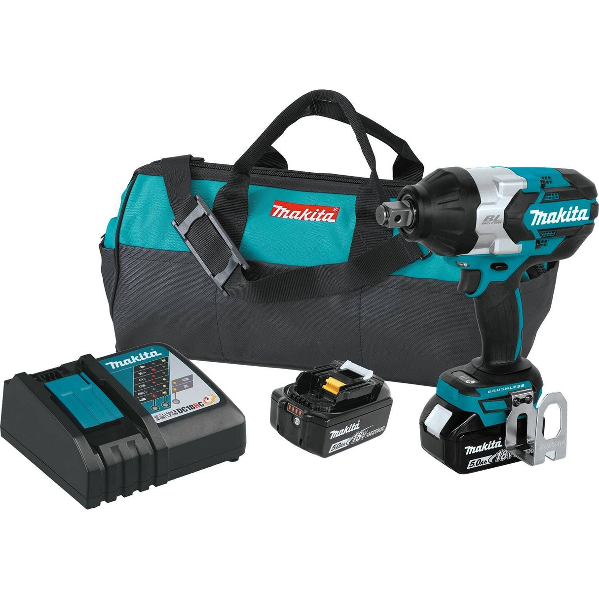 Sell your used Makita tools – Get cash for Makita XWT07T 18V LXT Li-Ion Brushless Cordless 3/4" Square Impact Wrench Kit, Friction Ring 5.0 Ah at WeBuyTool.com