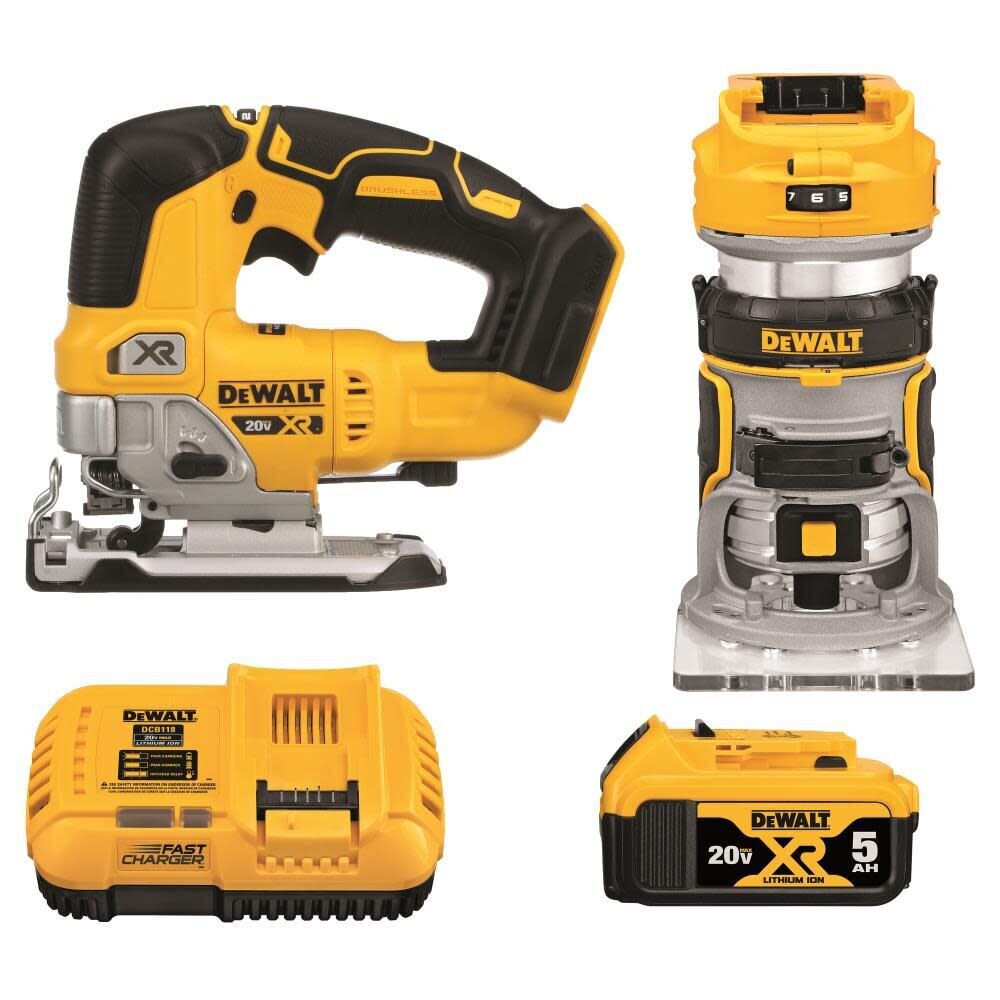 Sell your used Dewalt tools – Get cash for DeWalt DCK201P1 20V Max XR Brushless Cordless 2-Tool Woodworking Kit (Router and Jig Saw) at WeBuyTool.com