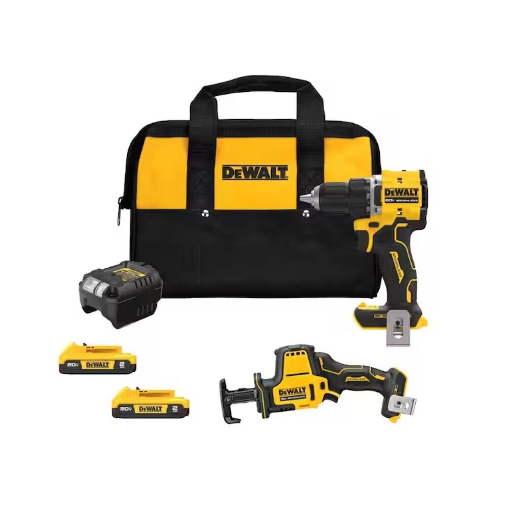 Sell your used Dewalt tools – Get cash for DeWalt DCK208D2 20V Max Lithium-Ion Cordless 2-Tool Combo Kit with (2) Batteries, Charger and Bag at WeBuyTool.com