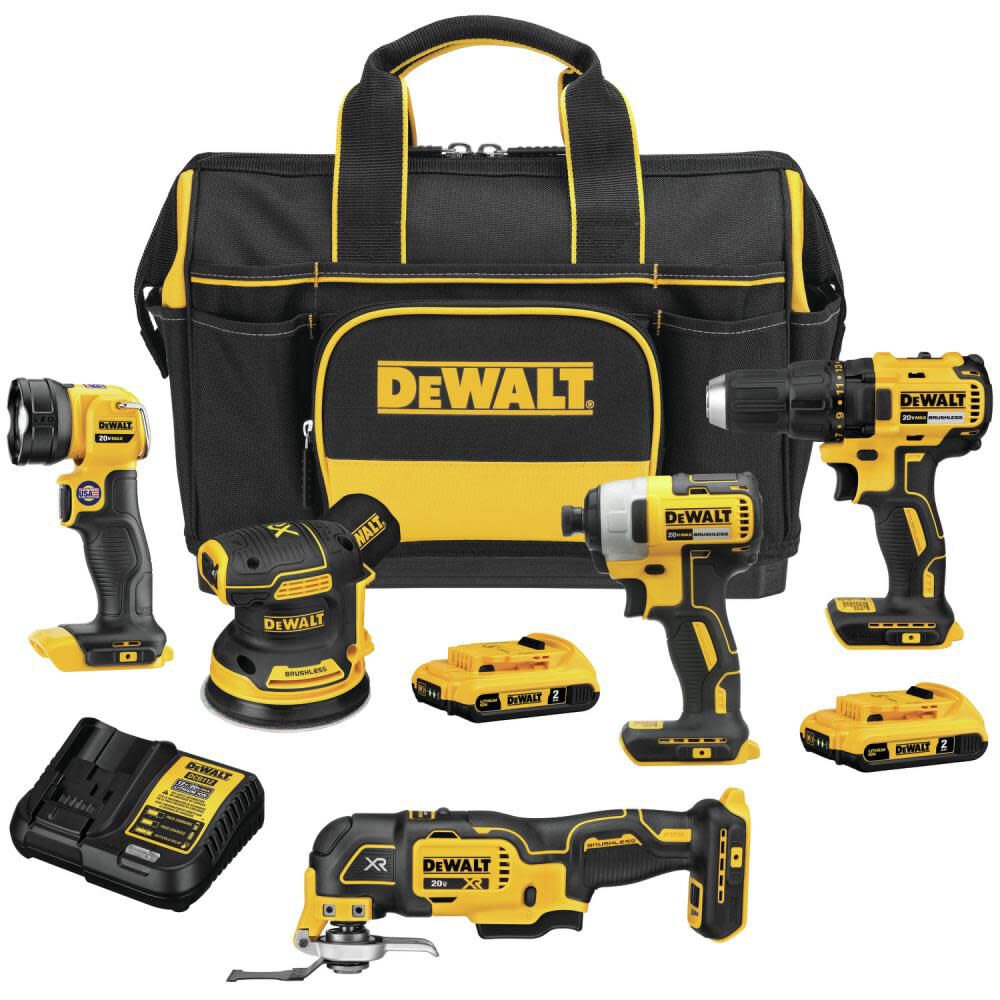 Sell your used Dewalt tools – Get cash for DeWalt DCKSS521D2 20V Max Cordless 5-Tool Combo Kit With Contractor Bag at WeBuyTool.com