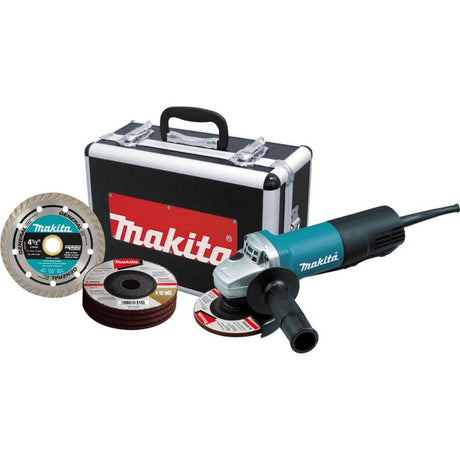 Sell your used Makita tools – Get cash for Makita 9557PBX1 4-1/2" Paddle Switch Cut-Off/Angle Grinder with aluminum case, diamond blade, 5 ea. grinding wheel, cut-off &amp; grinding guards, lock-off, lock-on at WeBuyTool.com