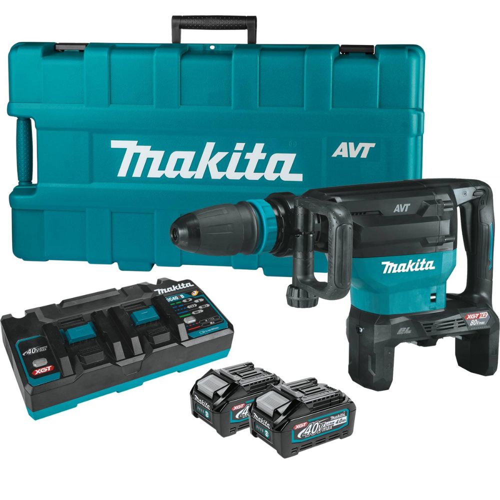 Sell your used Makita tools – Get cash for Makita GMH02PM 80V max (40V max X2) XGT Brushless 28 lb. AVT Demolition Hammer Kit, accepts SDS-MAX bits, dual port charger, AWS Capable, case (4.0Ah) at WeBuyTool.com