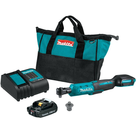 Sell your used Makita tools – Get cash for Makita XRW01SR1 18V LXT Lithium-Ion Cordless 3/8" / 1/4" Sq. Drive Ratchet Kit, interchangeable anvils, var. spd., L.E.D. Light, bag, with one battery (2.0Ah) at WeBuyTool.com