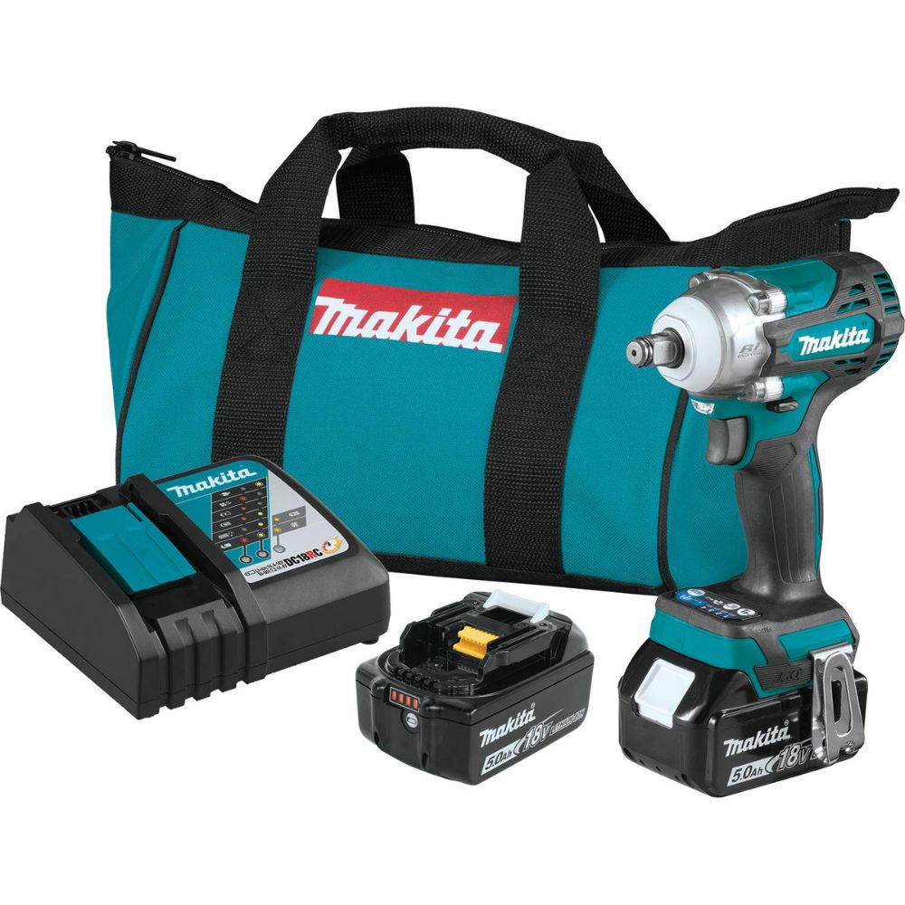 Sell your used Makita tools – Get cash for Makita XWT14T 18V LXT Lithium-Ion Brushless Cordless 4-Speed 1/2" Sq. Drive Impact Wrench Kit w/ Friction Ring Anvil, var. spd., rev., L.E.D. Light, bag (5.0Ah) at WeBuyTool.com