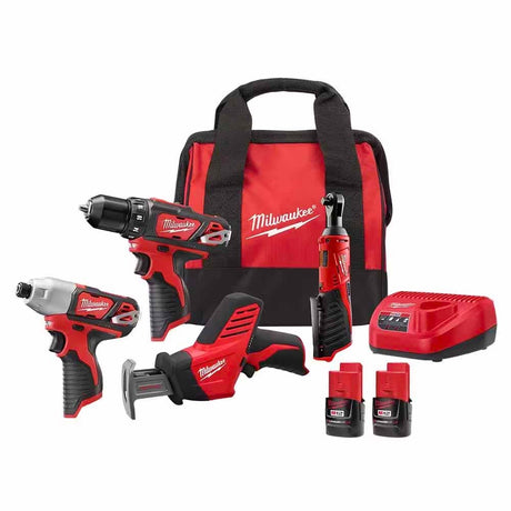 Sell your used Milwaukee tools – Get cash for Milwaukee 2497-24B M12 12V Lithium-Ion Cordless Combo Kit (4-Tool) w/(2) 1.5Ah Batteries, (1) Charger, (1) Tool Bag at WeBuyTool.com